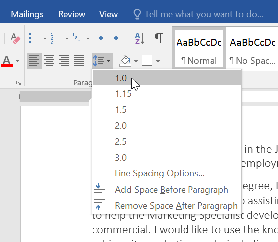 change line spacing in word for mac
